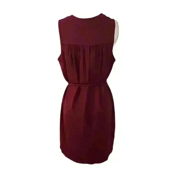 AMANDA UPRICHARD Merlot Colored Sleeveless V-Neck Popover Tie Waist Dress Size S - Picture 7 of 11